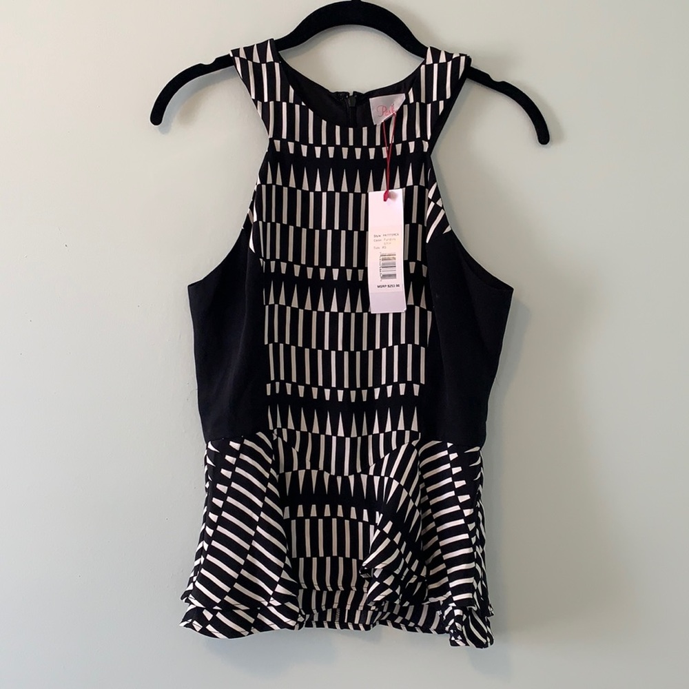 NWT! Parker Brigitte Peplum Silk Top Pandora XS